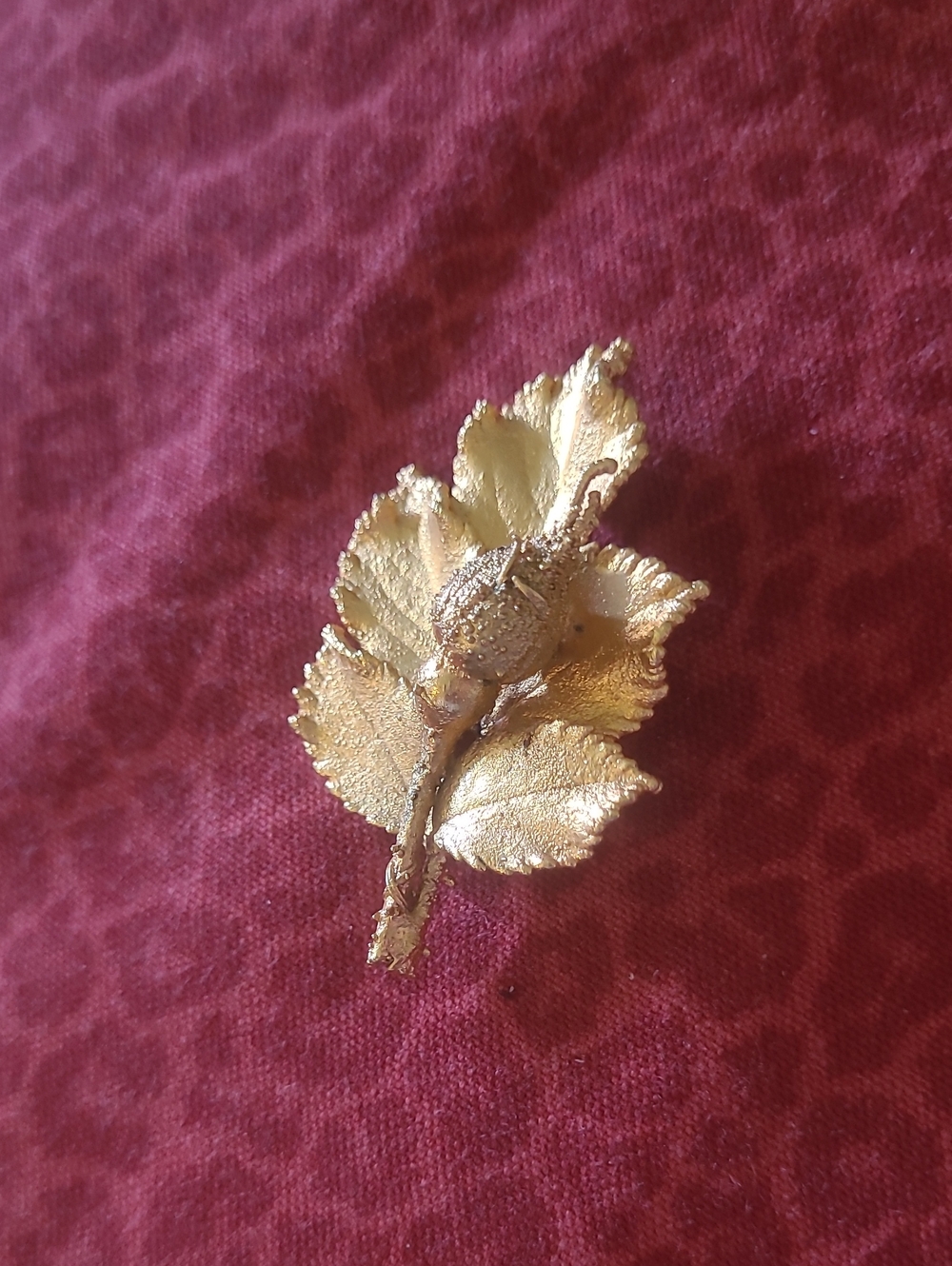 Gold Leaf Rose Vintage Brooch